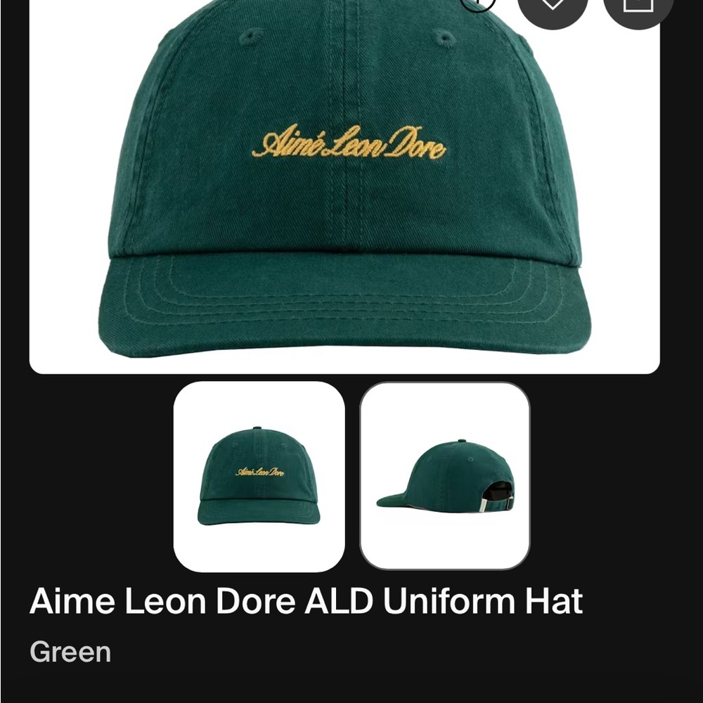 Aime Leon Dore Green Baseball Cap with Gold Embroidery